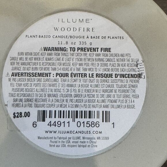 NEW ILLUME Woodfire Plant Based Candle 11.8 oz 335 g Metal Tin Bronze Butterfly - Picture 6 of 12